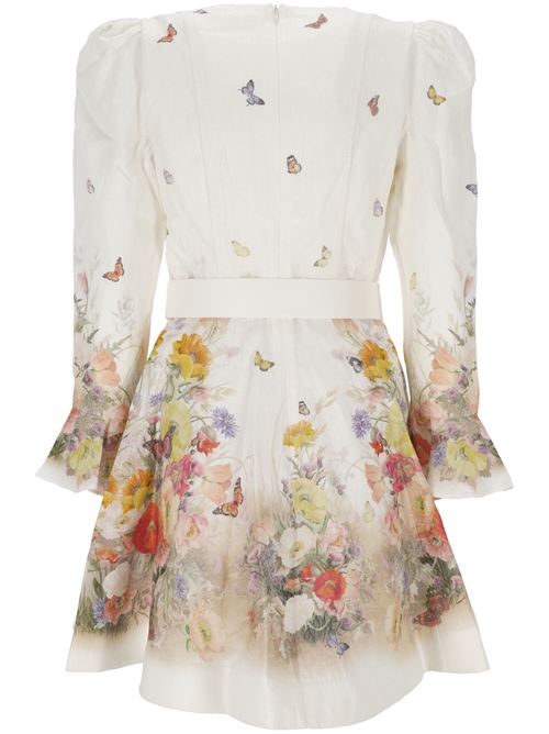 White/multicolour linen/flax woman dress Zimmermann | 8637DS243RED BUTTERFLIES